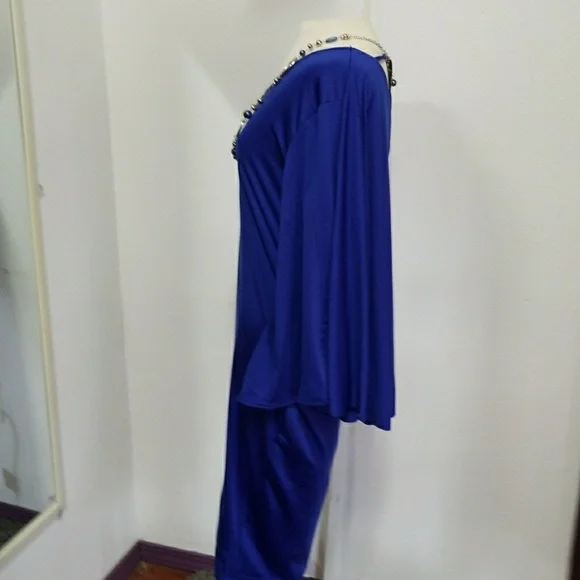 COPY - Blue long plus size dress - Picture 3 of 4